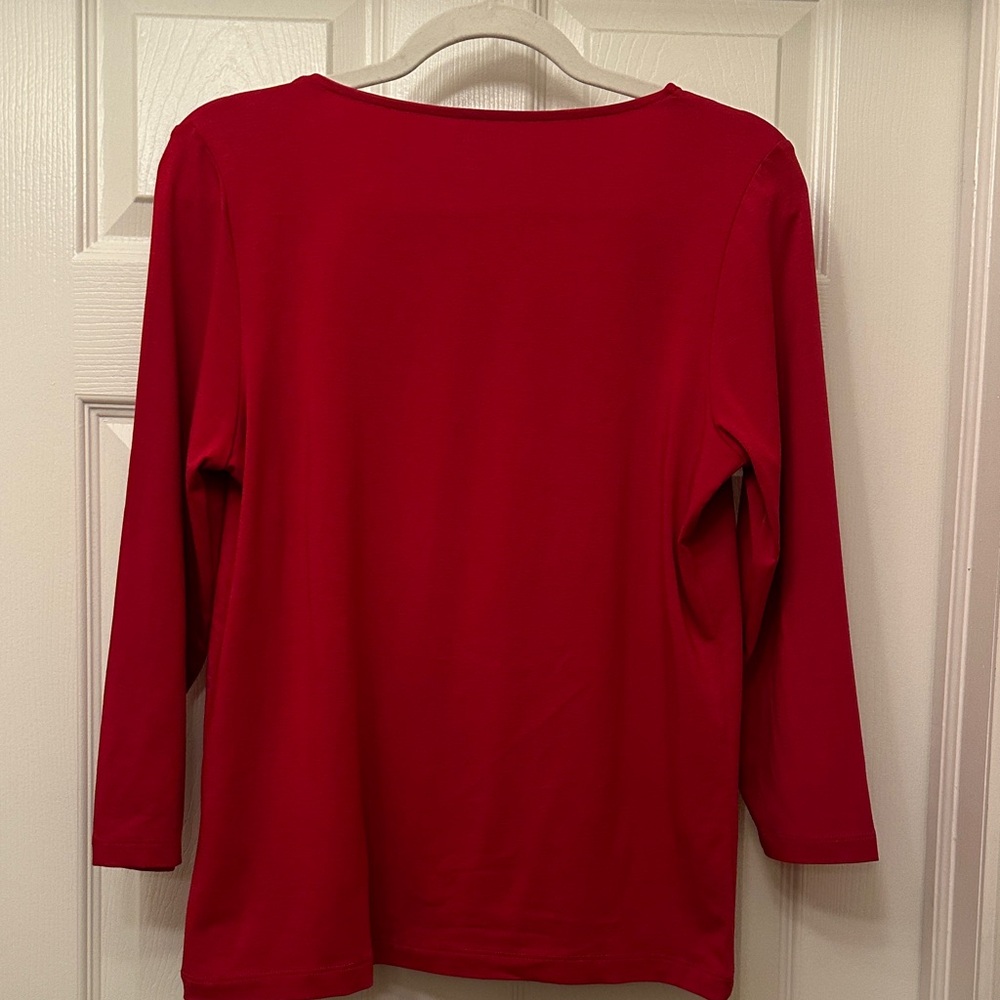 Chico's Bold Red Long Sleeve Tee Size 1 - Picture 7 of 8